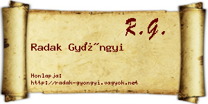 Radak Gyöngyi névjegykártya
