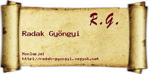 Radak Gyöngyi névjegykártya